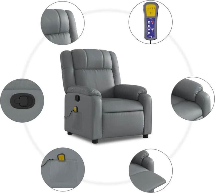 Produktbild VidaXL Massagesessel Grau Kunstleder,Farbe: Grau,Material
