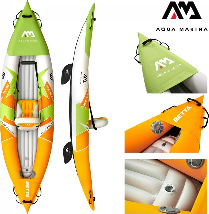 Aqua Marina Kayak 312x83 cm for 1 person with air seat adjustable backrest Transport bag Repairs (1 pers.)