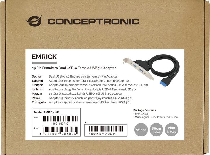 Immagine prodotto Conceptronic Scheda PCI Express 19 pin doppia porta USB-A bw