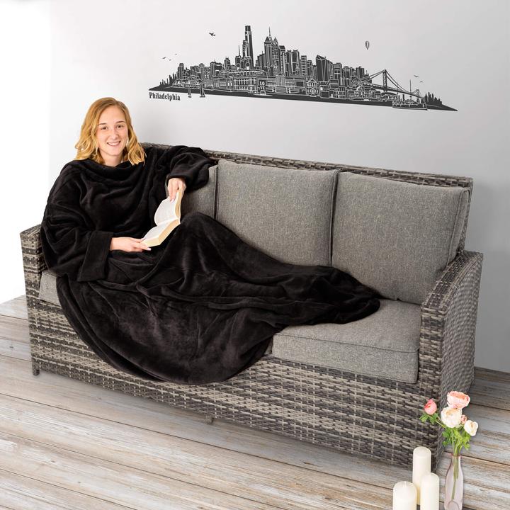 Produktbild tectake 2x Kuscheldecke mit Ärmeln (200 x 170 cm)