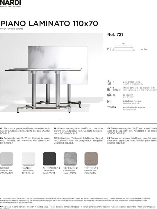 Actual product image Nardi P. LAMINATO 110X70 (110 x 70 cm)