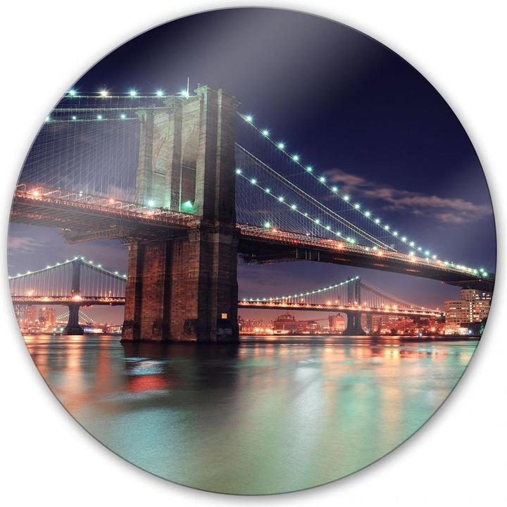 Produktbild Trenddeko Manhattan Bridge at Night 2 - rund (70 x 70 cm)