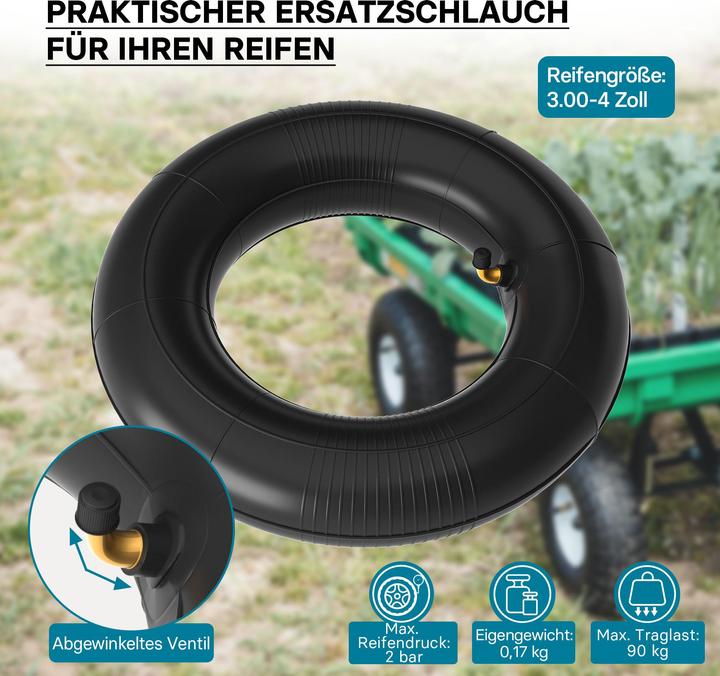 Actual product image Wiltec Standard Inner Tube for Wheelbarrow Size 3.00-4 TR87