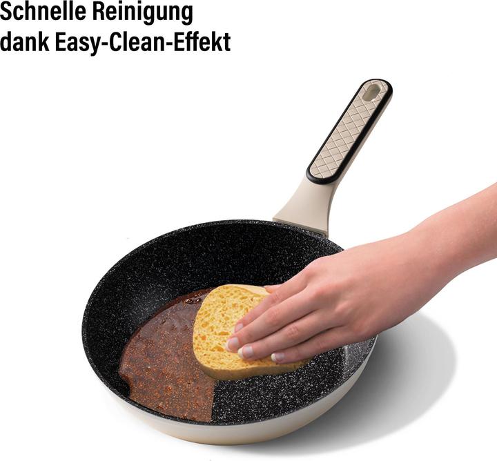 Produktbild Stoneline ® Creme Kochgeschirr-Set 11-teilig mit Deckeln, beschichtete Töpfe & Pfannen (Pfannenset + Topfset, Keramik)