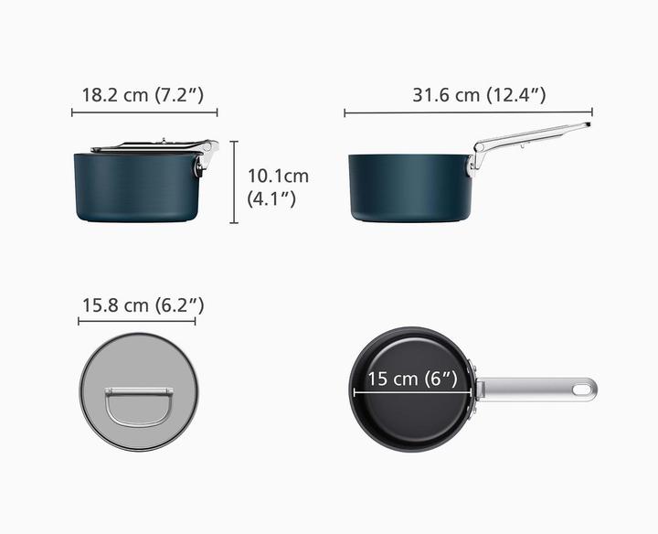 Actual product image Joseph Joseph Space saucepan retractable handle with lid D15cm (15 cm, Saucepan, Aluminium)
