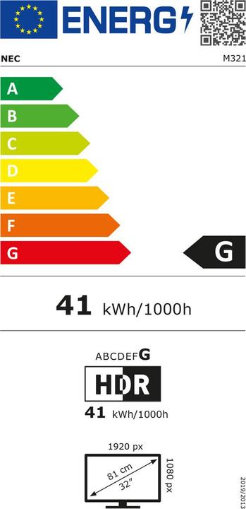 Label énergétique NEC MultiSync M321 (60005288) (1920 x 1080 pixels, 32")