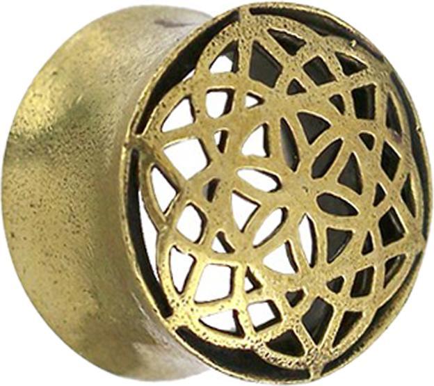 Produktbild Star Piercing Flared Tunnel vergoldet Blume des Lebens (Messing)