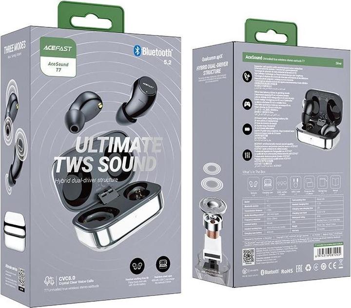 Actual product image Acefast gaming in-ear wireless headphones TWS Bluetooth 5.2, cVc 8.0, aptX, SBC, AAC, 65ms delay wat (Cable)