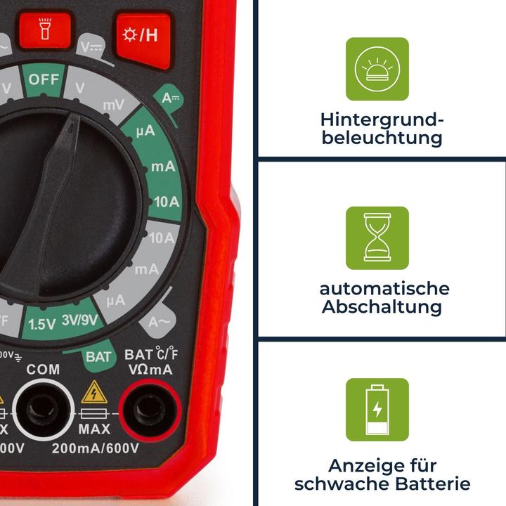 Produktbild Velleman Universelles, robustes Echt-Effektivwert-Digitalmultimeter - CAT III - 600 V - 8 Funktionen (CAT III)
