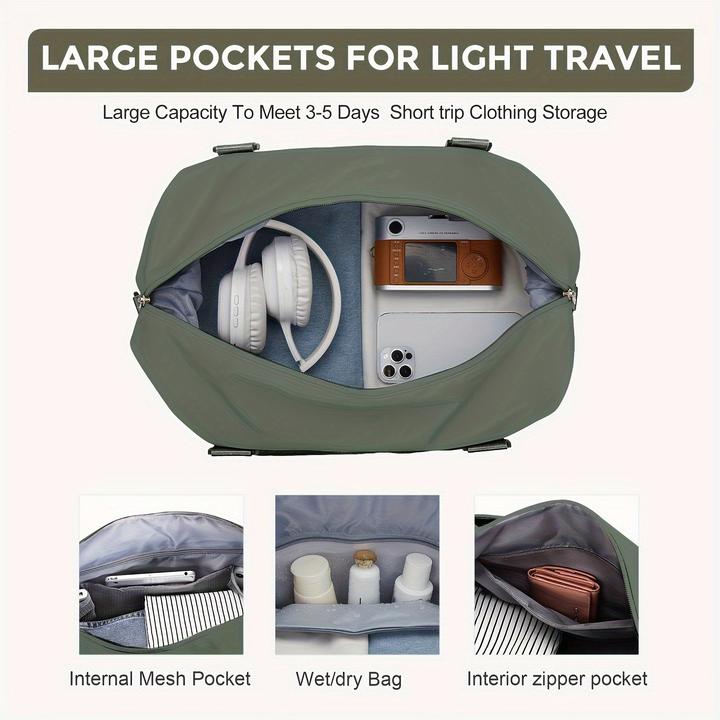 Actual product image Only-Bags.Store Large Capacity Travel Overnight Bag, Solid Colour Versatile Duffle Bag, Lightweight Business Trip