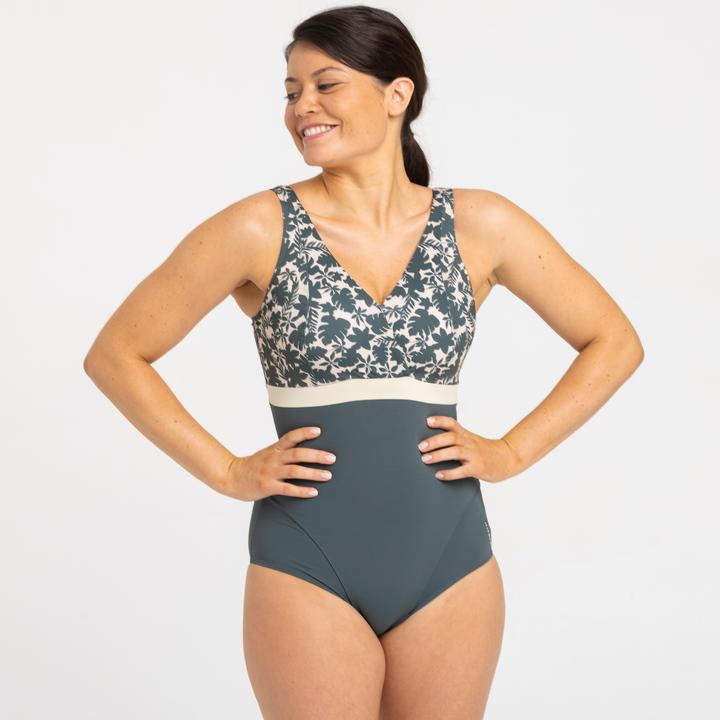 Produktbild Nabaiji Badeanzug Damen Mia Palm beige/khaki. Körbchengrösse D/E (46)