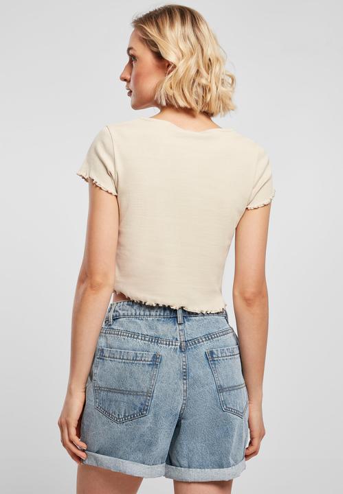 Actual product image Urban Classics Ladies Cropped Button Up Rib Tee - 12114 (4XL)