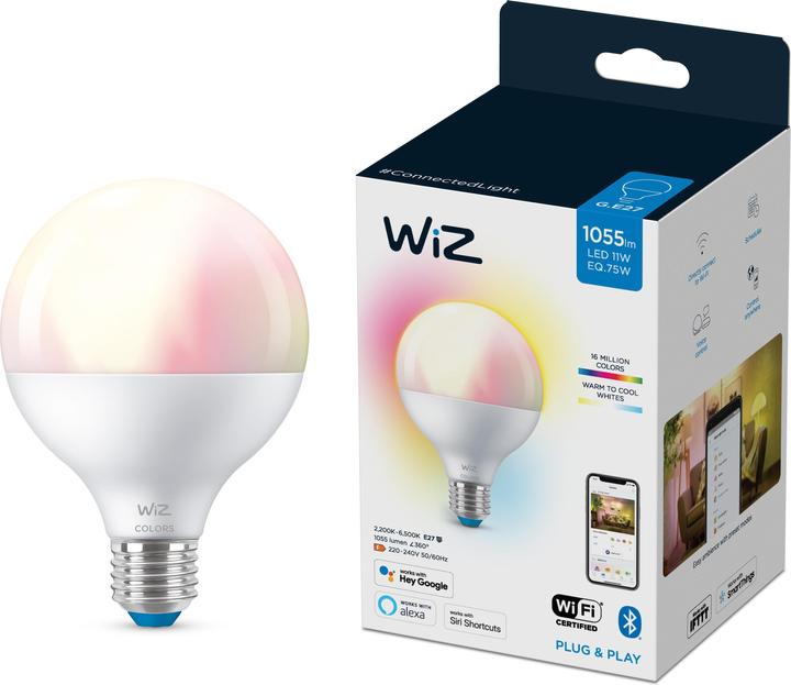 Produktbild WiZ Lampe 75W E27 Globeform (E27, 11 W, 1055 lm, 1 x, F)