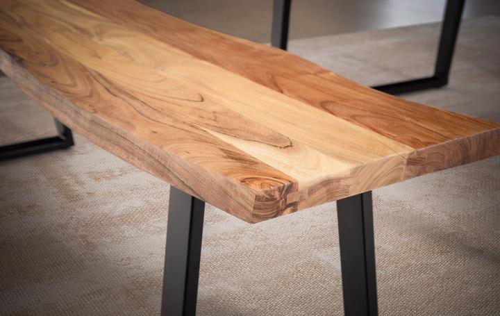 Actual product image FineBuy Dining room bench Acacia solid wood dining bench Tree edge kitchen bench (40 cm)