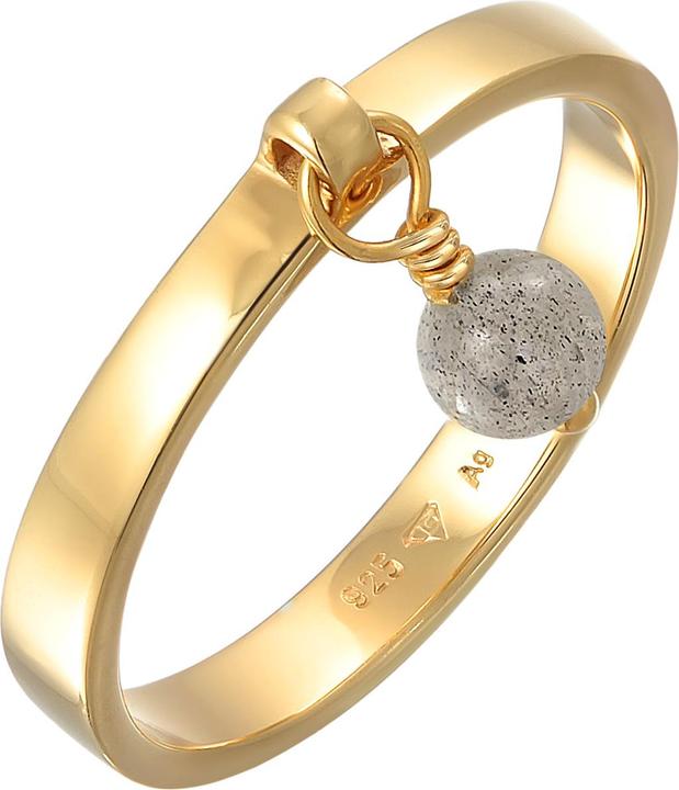 Actual product image Elli PREMIUM ring band ring stacking ring labradorite 925 silver gold plated (54, 925 Silver)