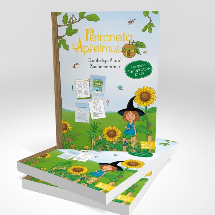 Actual product image Petronella Apfelmus - Knobelspass & Zaubersommer. Das grosse Ferien-Rätselbuch (German, Sabine Büchner, Sabine Städing, 2025)