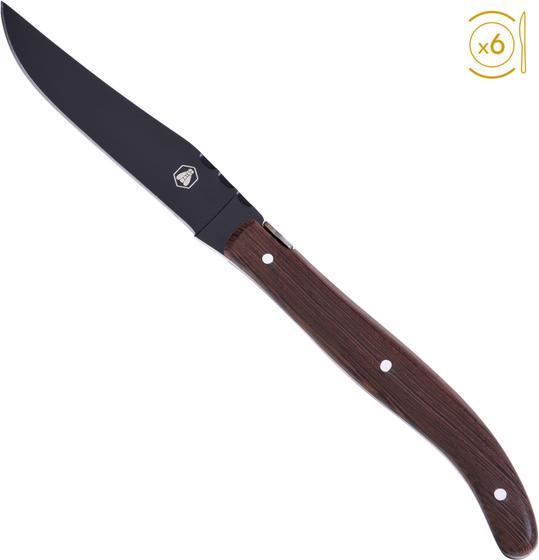 Produktbild Laguiole STEAK KNIVES BLACK BLADE WENGE 6 Stück (6 Stück, Messer)