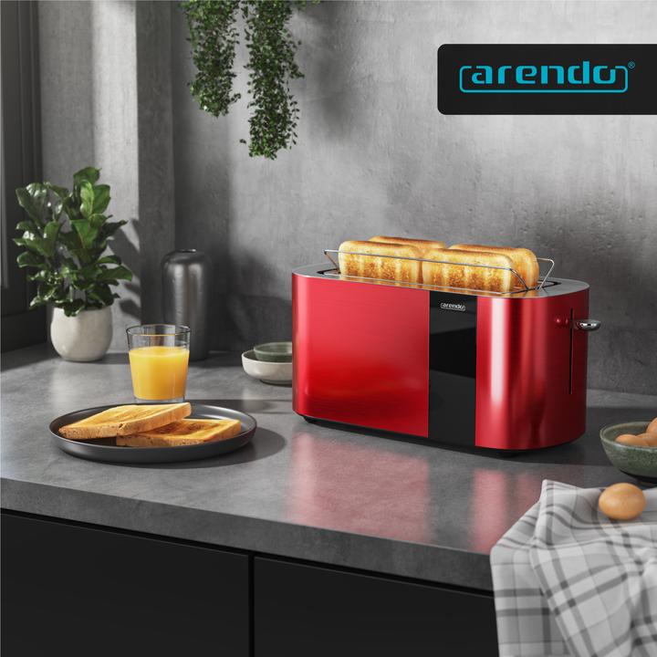 Produktbild Arendo Toaster Edelstahl 4 Scheiben Langschlitz, Bräunungsgrad & Restzeitanzeige, Touch Display, 1500 W (EU-Stecker)