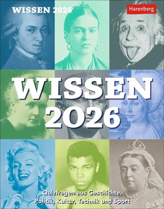 Actual product image Harenberg Wissen Tagesabreisskalender 2026 - Quizfragen aus Geschichte, Politik, Kultur, Technik und Spor (11 x 14 cm, German)