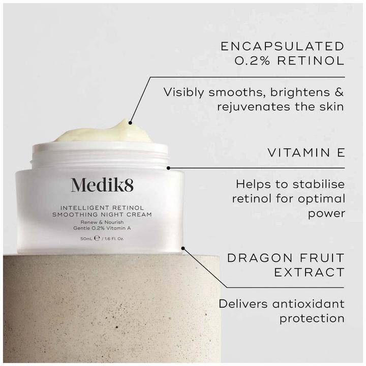 Actual product image Medik8 Intelligent Retinol Smoothing Night Cream with Renew and Nourish Vitamin A 50ml (Body cream, 50 ml)