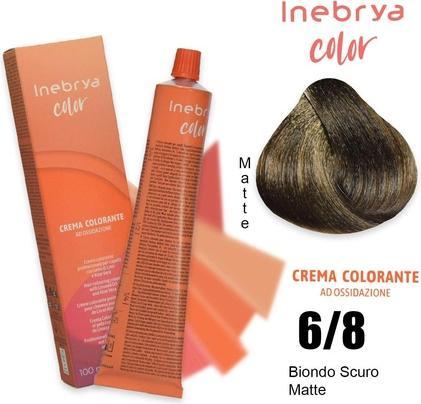 Inebrya Permanente Haarfarbe Creme mit Leinsamen und Aloe Vera 100ml (- 6.8 dunkelblond matt) (6.8 dunkelblond matt)
