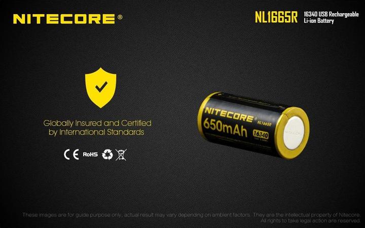 Image du produit Nitecore Li-Ion Akku Typ 16340 - 650mAH - NL1665R