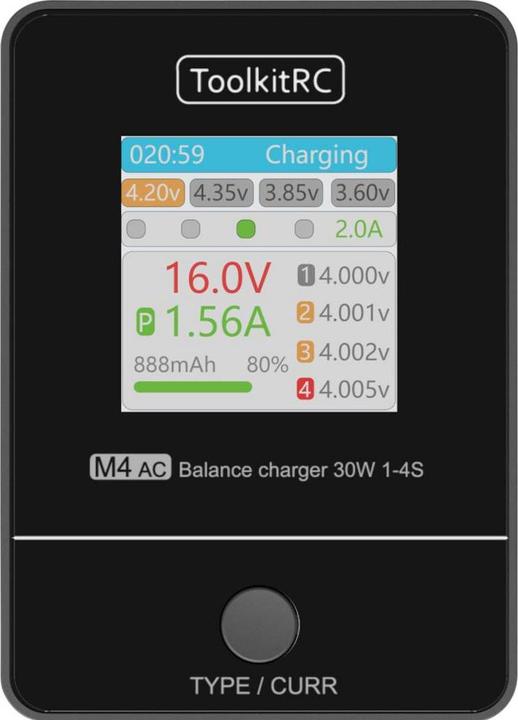 Image du produit Toolkitrc Chargeur de batterie M4AC, 25W, 2-4S
