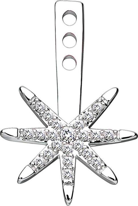 Star Piercing Ohrring Ear Jacket silber mit Kristallstern