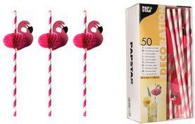 Papstar Papiertrinkhalm "Flamingo" (50 x)