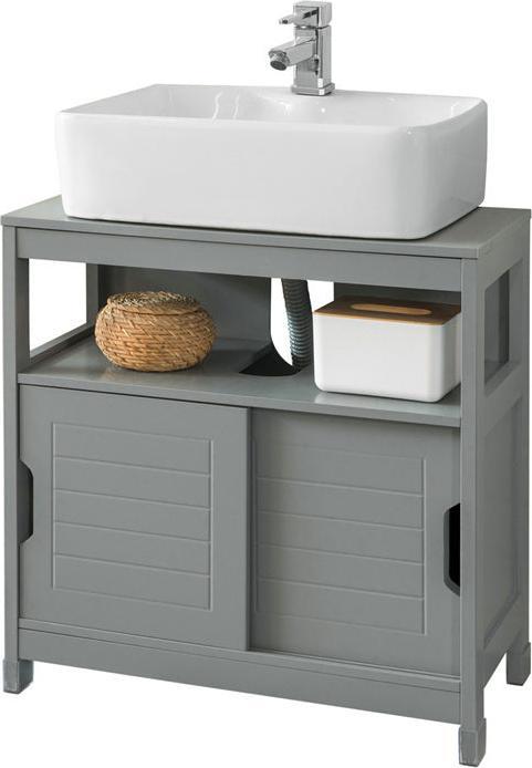 Produktbild SoBuy Waschbeckenunterschrank stahlgrau (60 x 30 x 61 cm)