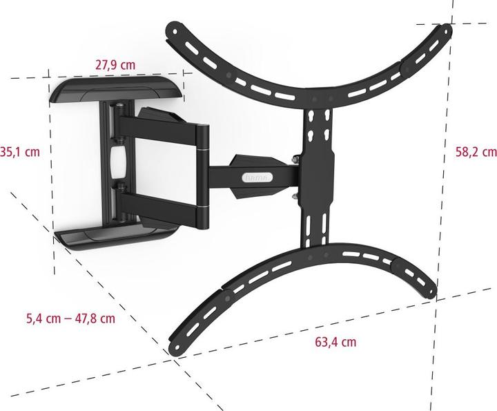 Produktbild Hama TV-Wandhalterung, schwenkbar, neigbar, ausziehbar, 191 cm (75") bis 45 kg (Wand, 75", 45 kg)
