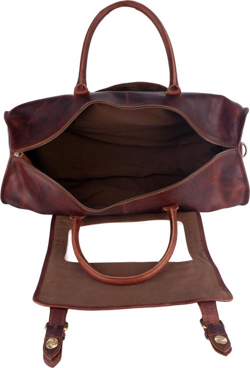 Immagine prodotto Only-Bags.Store Borsone tondo in pelle di bufalo unisex, borsa da viaggio Overnight Weekender, borsa da viaggio in