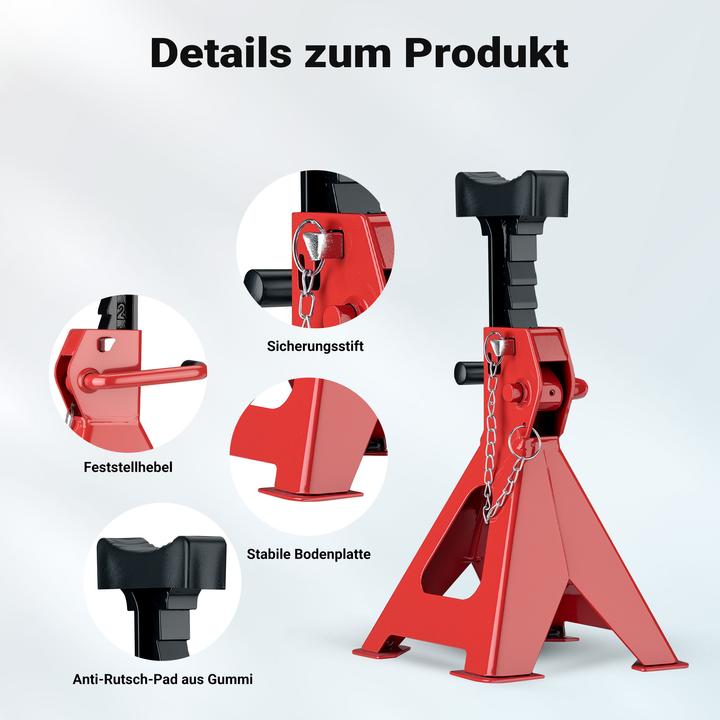 Produktbild Wiltec 2x Unterstellbock höhenverstellbar 29-42,5cm Stützbocke je 3t Arbeitsbock
