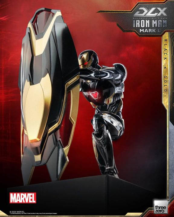 Produktbild ThreeZero Infinity Saga DLX Actionfigur 1/12 Iron Man Mark 50 (Black X Gold) 17 cm