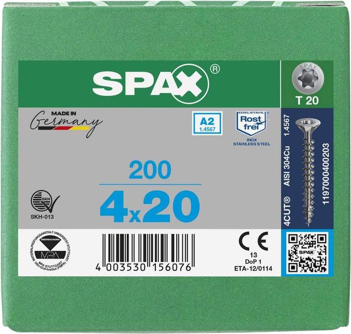 Image du produit Spax Vis pour panneaux agglomérés A2 (200 Vis par pièce)