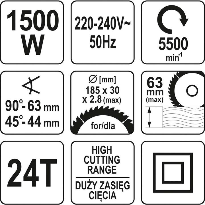 Image du produit Yato scie circulaire 185mm 1500W