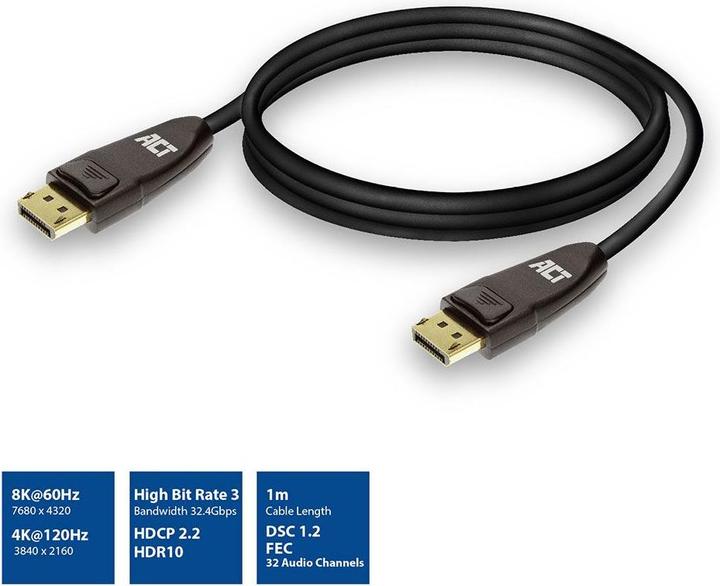 Immagine prodotto Cavo DisplayPort 1.4 8K, 1m DISPLAYPORT 1.4 8K M/M 1M BOX (1 m, DisplayPort)