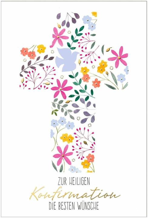 Produktbild Susy Card Glückwunschkarte Konfirmation 11.5 x 17 cm, Blütenkreuz (1 Stk.)
