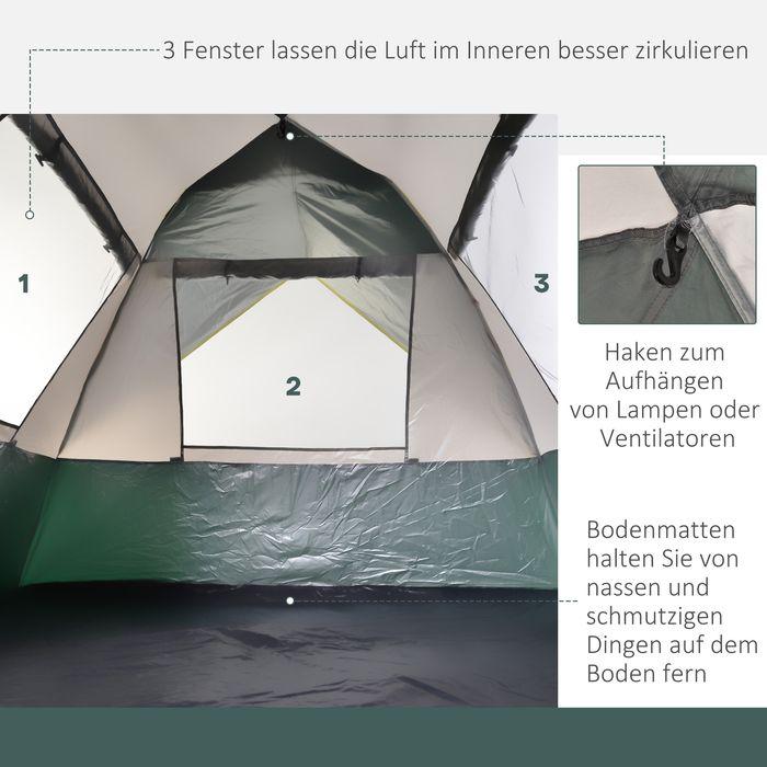 Produktbild Swisshandel24 Zelt für 3 Personen, Campingzelt mit Heringen, Kuppelzelt, Polyester, Grün, 205 x 195 x 135 cm (Kuppelzelt, 3.20 kg, 3 Personen)