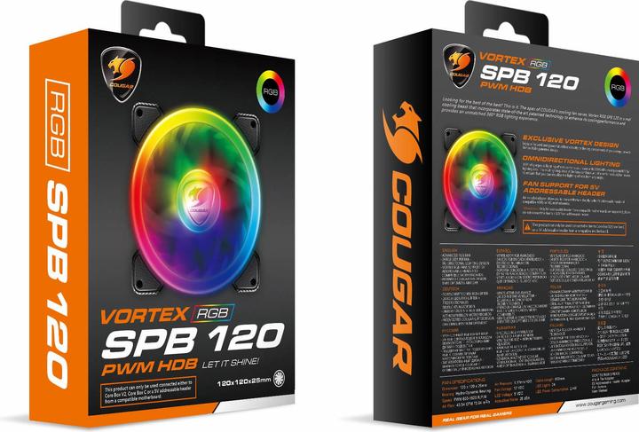 Immagine prodotto Cougar Gaming VORTEX RGB SPB 120 Ventola di raffreddamento per computer Case Cooler 12 cm Nero