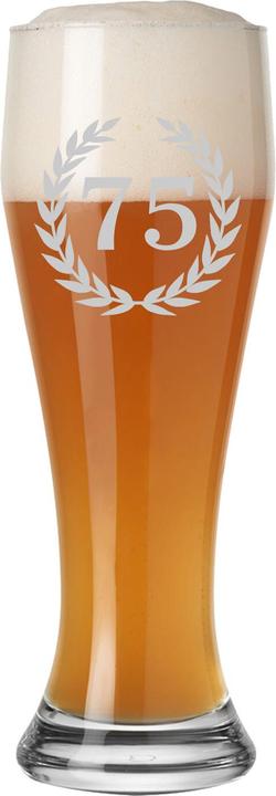 Actual product image Luxentu Weissbierglas mit Gravur 75. Jubiläum (0.50 l, 1 x)