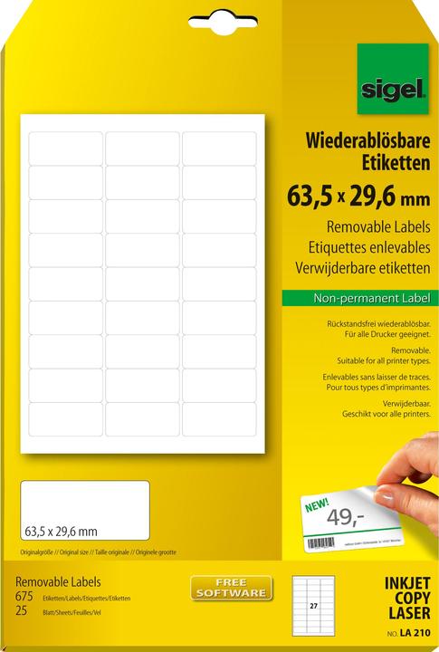 Image du produit Sigel Étiquettes repositionnables