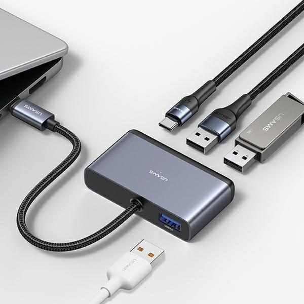 Productafbeelding Usams US-SJ627 4in1 Multifunctionele Type-C HUB Type-C*1+USB3.0*1+USB 2.0*2 (USB-C, 4 Havens)
