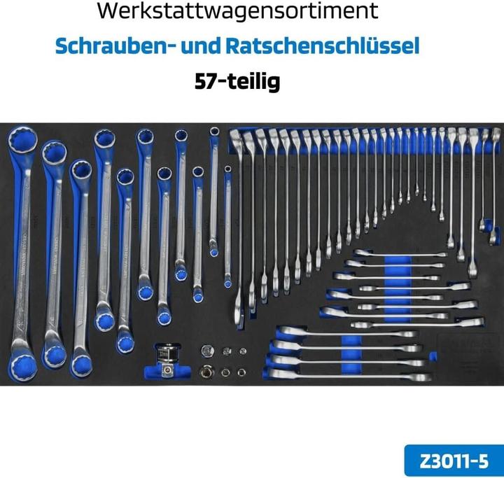 Produktbild SW-Stahl Z3211 Profi Werkstattwagen TT802 blau I 8 Schubladen I 4 Schubladen gefüllt I 338 teilig I (338 x)