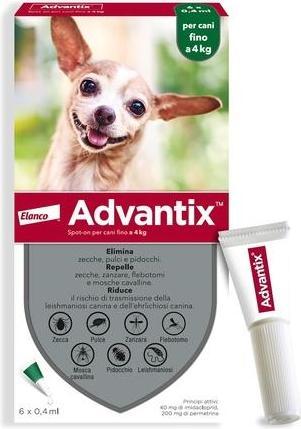 Produktbild Advantix Spot-On Antiparasitic for Dogs Up to 4kg 6 Pipettes 0.4ml (Hund, 0.40 ml)