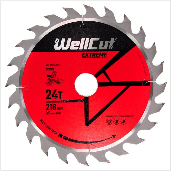 Actual product image Wellcut Circular saw blade WC-M2163024 TCT 216 x 2.4 x 30 mm 24 teeth