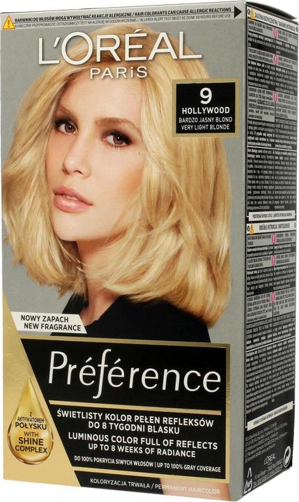 Actual product image L'Oréal Paris Loreal Preference Hair Colour No. 9 Hollywood - Very Light Blonde 1op.