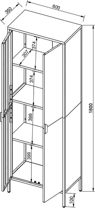 Produktbild VCM Stahl Schrank Büroschrank Flokas XL (60 x 35 x 180 cm)