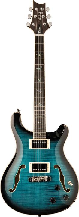 Image du produit PRS SE Hollowbody II Piezo Peacock Blue Burst (Guitare électrique, acajou, Ebony, Top en érable ondé avec facette en érable flammé, Dos en érable ondé avec facette en érable flammé)
