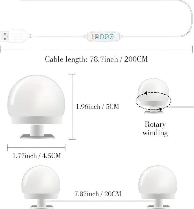 Actual product image Cbx 6 mirror lights, LED make-up mirror light, Hollywood lamps (200 cm, Indoor)